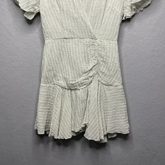 Hyfve Womens Light Green Textured Short-Sleeve Wrap Dress S Rayon/Nylon - Picture 3 of 7